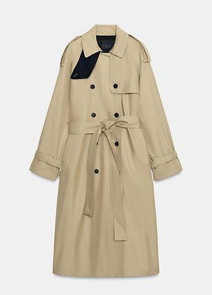 Длинный двубортный тренч zw collection