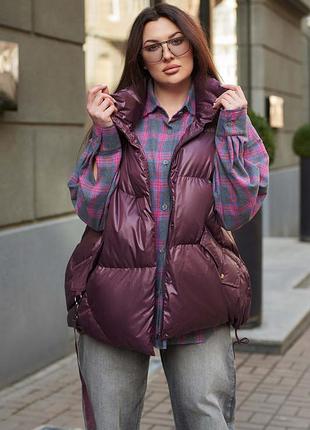 Жіночий марсала жилет plus size стінг оверсайз 52–58