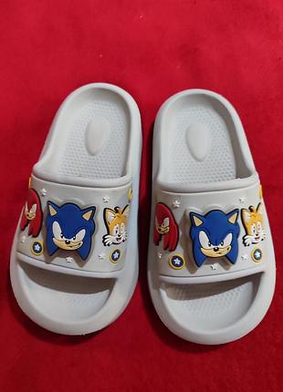 Шльопанці для дітей з героями sonic, що світяться, сірі, довжина устілки 18 см