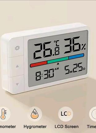 Цифровий термогігрометр годинник miaomiaoce mini mho-c306 з lcd дисплеем | кімнатний термометр та гігрометр