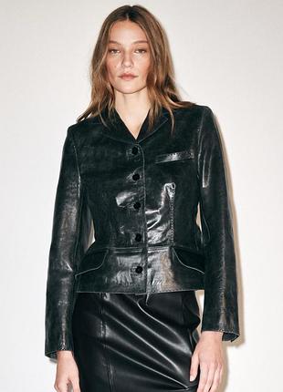 Блейзер из 100% кожи со строчками zw collection
