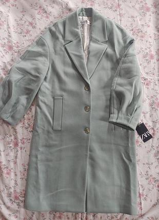 Пальто жіноче zara м'ятного кольору