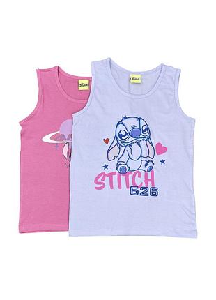 Майки на девочку stitch стоп (набор 2 шт) р.122-128, 146-152 см