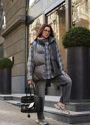 Женский жилет plus size стенг графит 3