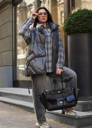 Женский жилет plus size стенг графит 7