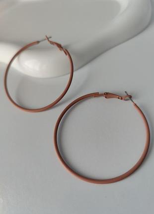 Серьги-кольца конго коричневые матовые, код 7480
