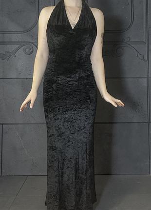Довга жіноча вечірня сукня готична велюрова оксамитова чорна альт goth gothic alt
