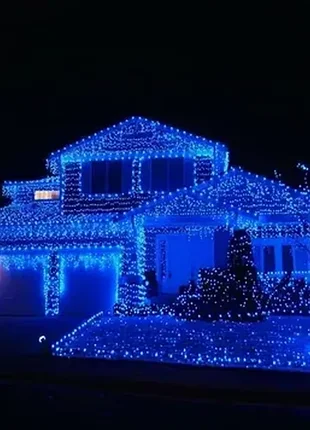 Вулична гірлянда 800 led діодів 50 метрів 220v зелений провід 800lblue, синій