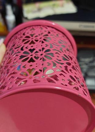 Подставка для ручек розовая 4