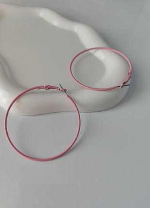 Серьги-кольца конго нежно-розовые матовые, код 7120