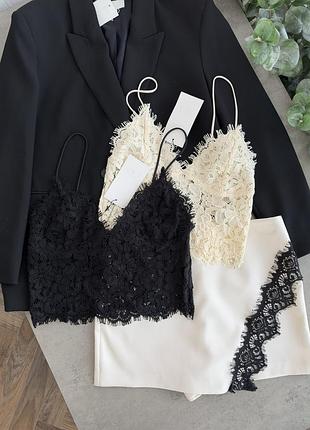 Zara майка топ мереживо