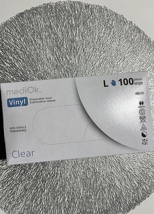 Рукавички вінілові, mediok clear (100шт / 50 пар), прозорі, xl