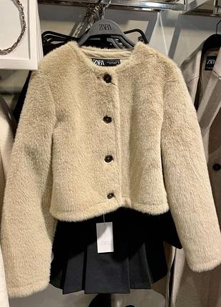 Трендова куртка/пальто/шубка/дублянка/еко шуба zara в стилі old money з нової колекції.