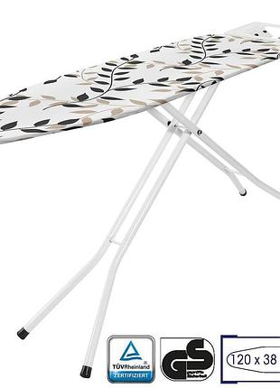 Дошка для прасування casa si superstandard basic 120x38 white/black leaves (cs95150e166) з бавовняним знімним чохлом