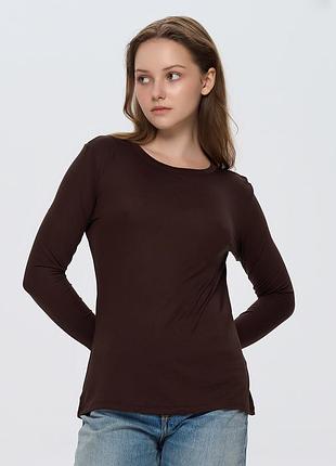 Лонгслив женский из вискозы шоколадного цвета, 4xl