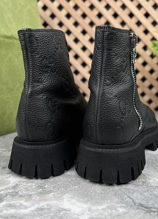 Gucci combat boots interlocking g monogram side zip чоловічі черевики чоботи шкіра оригінал 41 eur 6