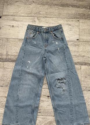 Джинси для дівчаток zara kids wide leg блакитні 134 р