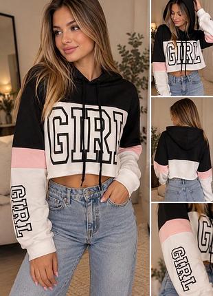Жіноче худі girl з капюшоном, колорблок, розмір s