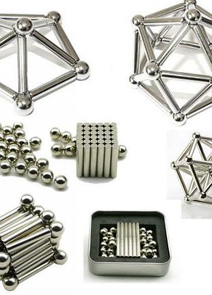 Магнітний конструктор buckyballs n buckybars, 64 деталі, магнітна іграшка неокуб, магнітний конструктор ch-18