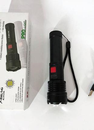 Фонарик светодиодный с аккумулятором x-balog bl-x72-p90, фонарь ручной мощный, тактичный фонарь fy-96