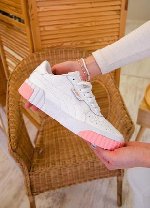 Кросівки пума білі puma cali white pink