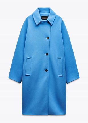 Шерстяное оверсайз пальто кокон zara manteco