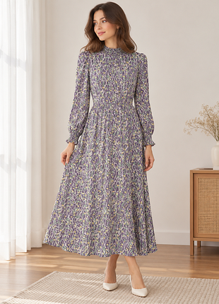 Женское платье-миди m&amp;s collection, 100% вискоза, цветочный принт, р. 42 eur / 14 uk