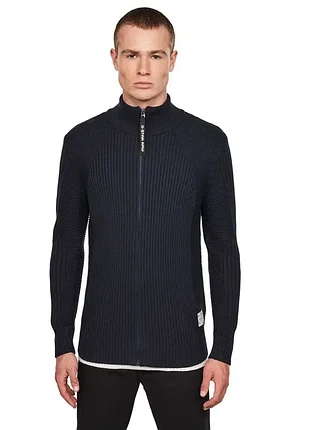 Оригінальний щільний светр на блискавці g-star raw 3d biker zip thru knit синій