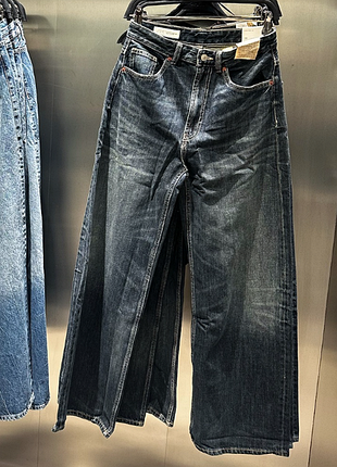 Темно сині джинси extra wide leg high-waist zara