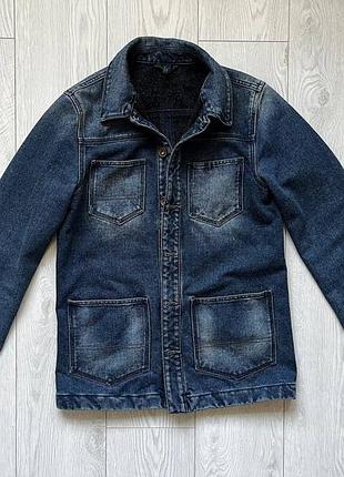 Джинсовая куртка пиджак утепленный benetton jeans