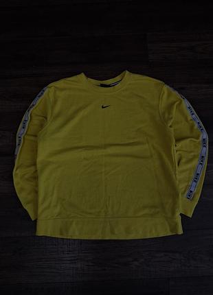 Жовтий свитшот nike оригінал з лампасами на рукавах кофта найк