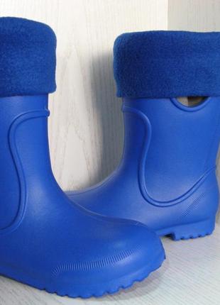 Вставка утеплитель в детские резиновые сапоги с 23р. по 36р. с синим флисовым отворотом5 фото
