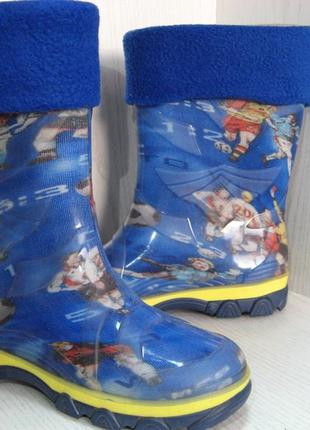 Вставка утеплитель в детские резиновые сапоги с 23р. по 36р. с синим флисовым отворотом4 фото