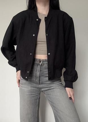 Куртка жіноча h&m бомбер чорний 2