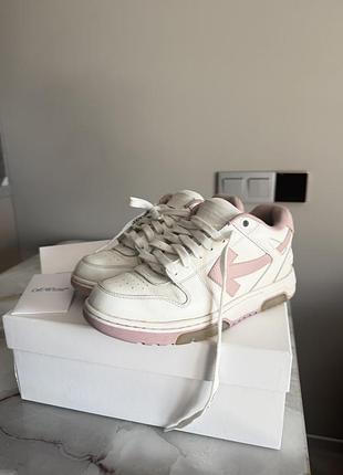 Кросівки жіночі off-white біло-рожеві