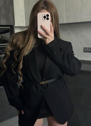 Чорний піджак базовий жакет блайзер франк на підкладці тримає форму пиджак