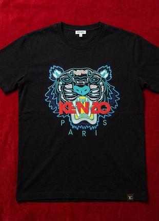 Футболка унісекс kenzo чорна з тигром s