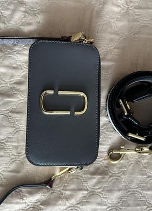 Сумка для жінок marc jacobs the snapshot сіра, натуральна шкіра