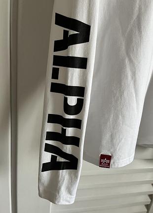 Білий лонгслів alpha industries basic logo оригінал розмір s (арт. 14240) 4
