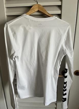 Білий лонгслів alpha industries basic logo оригінал розмір s (арт. 14240) 5