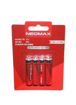 Батарейка щелочная lr03/aaa alkaline 4шт (блистер) тм neomax