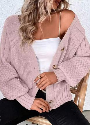 Рожевий теплий кардиган на гудзиках, shein, xl