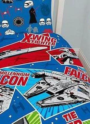 🚀 детское постельное белье star wars 135×200 см — реверсивный пододеяльник 100% хлопок, космические корабли