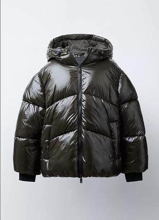Zara новая с биркой трендовая куртка пуфер водоотталкивающая объемная эффектная унисекс