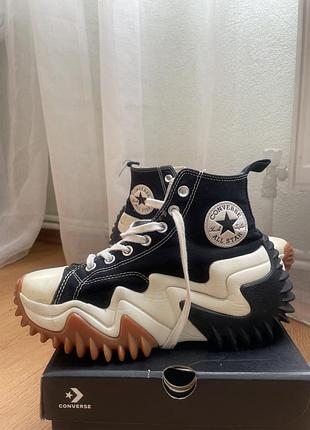 Кеди жіночі converse run star motion hi platform чорні