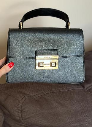 Сумка для жінок furla чорна, натуральна шкіра саф'яно