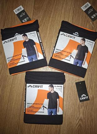 Чоловіча котонова спортивна футболка м 48-50, л l 52-54 хл xl 56-58 crivit для спорту бігу залу тренувань чорна бавовна