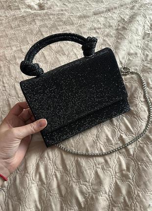 Клатч жіночий zara чорний зі стразами