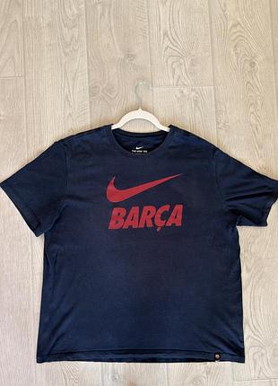 Футболка nike «barça» темно-синя, розмір xl | оригінал