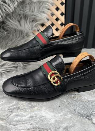 Gucci donnie web double gg loafers чоловічі туфлі лофери шкіра оригінал 41 eur